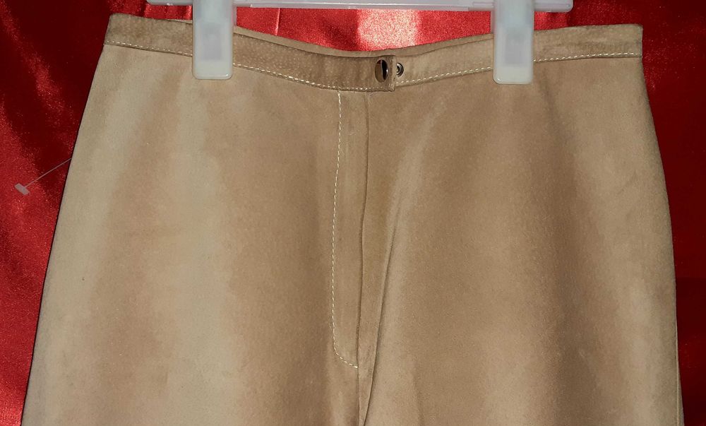 Calças  c/ Franjas em Pele