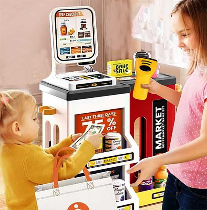 Дитячий супермаркет, іграшковий магазин з касою та сканером