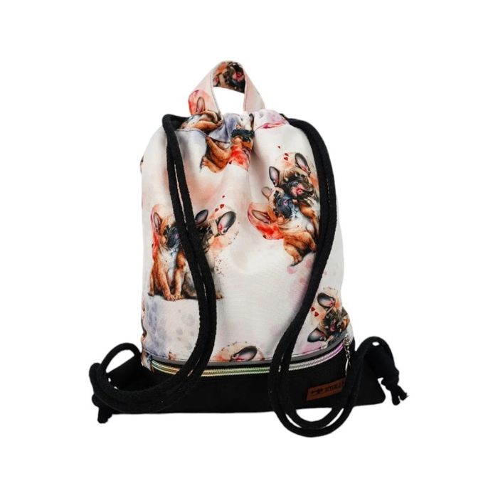 Plecak Worek Wodoodporny dla Dziewczynki z Kieszonką Buldog Francuski