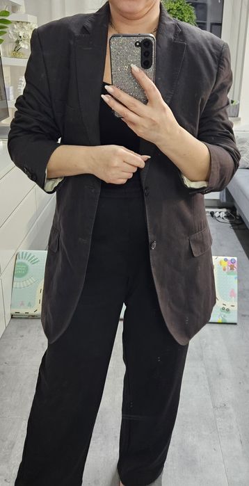 Szara grafitowa marynarka puere L-Xxl wiskoza męska oversize jacket bl