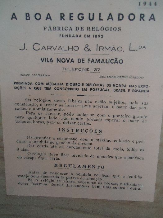 Relógio de parede Boa Reguladora - angoche nº 265