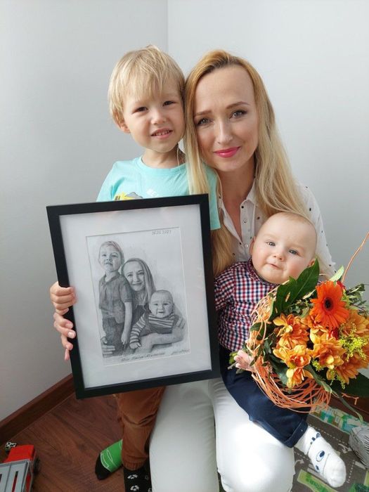 Portret ołówkiem na zamówienie – rysunek A4, prezent ślubny, Gdańsk