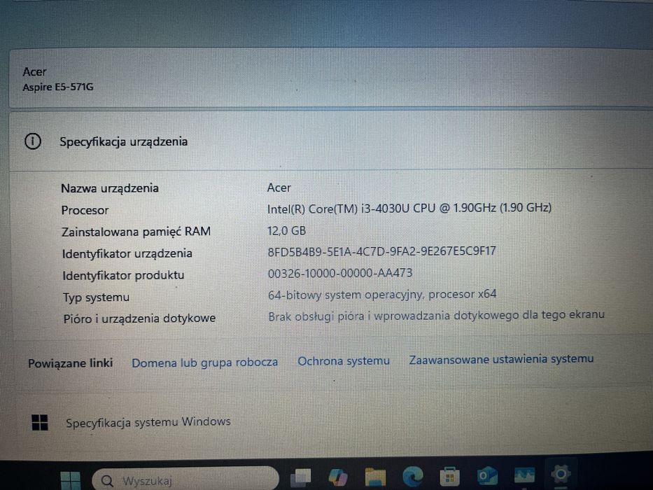 Laptop Acer  E5-571G  intel i3 4030U / 250GB SSD / 12 GB  / Windows 11