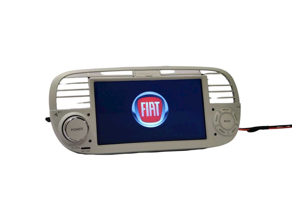 Radio 2 DIN Android Fiat 500 Branco – GPS WIFI CarPlay - Novo