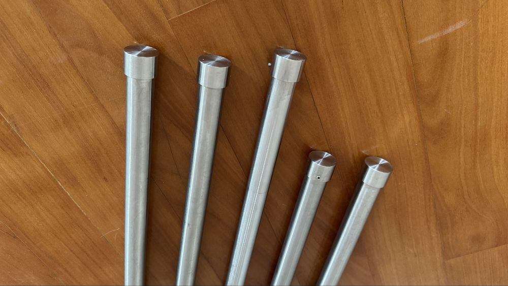 Varão para cortinado e apliques de fixacão, aço inoxidável