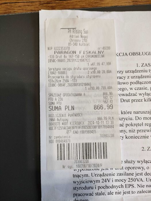 Przecinarka do styropianu styroduru, gilotyna, Rising Sun 133 x 26 cm