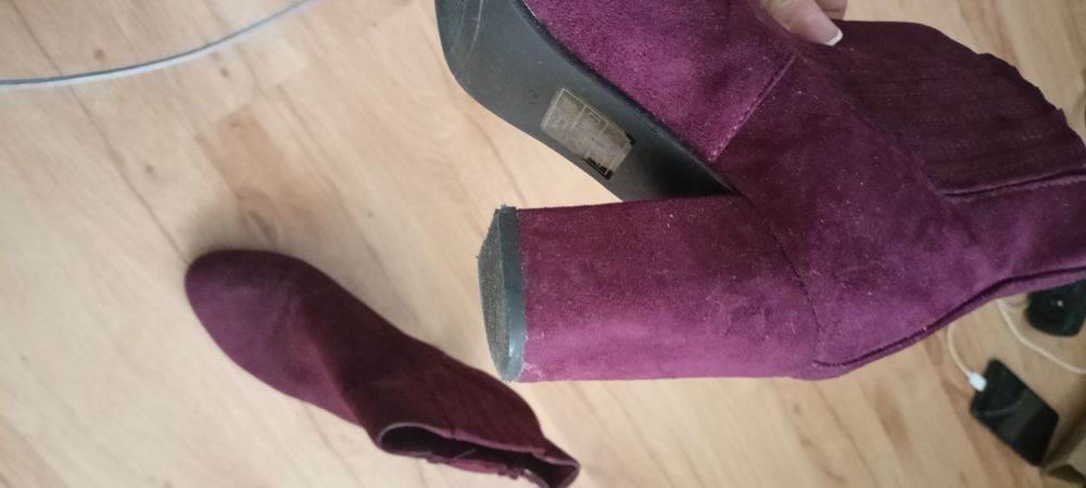 Bordowe botki na słupku  big star