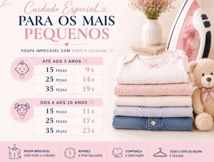 Serviços de engomaria /passar a ferro