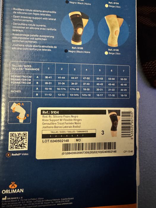 Ортез на колінний суглоб із гнучкими шарнірами