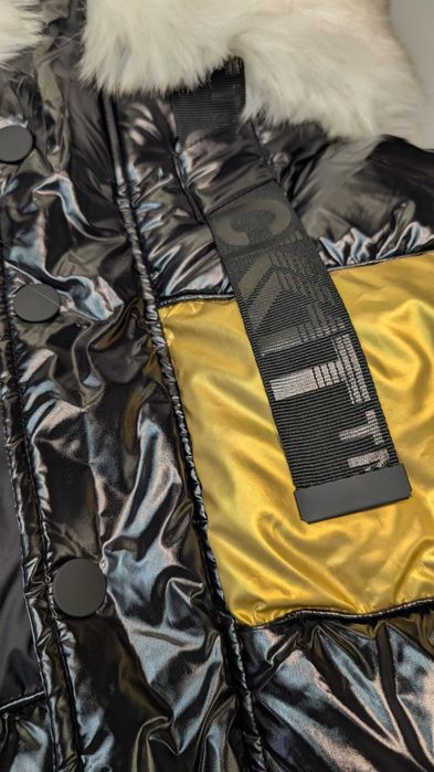 Пуховик JACK1T чорно-золотий з хутром M L