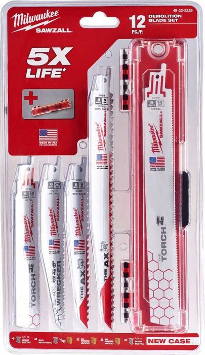 Zestaw brzeszczotów do piły szablastej drewno metal Milwaukee 12szt