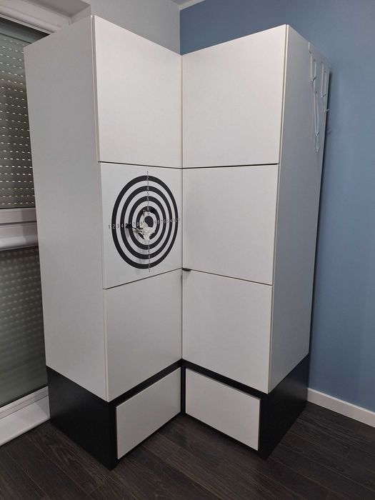 Szafa narożna z podestem Vox czano-biała