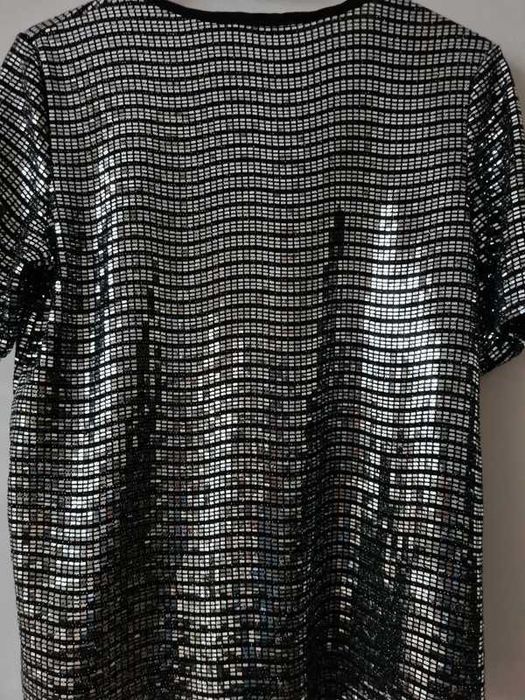 Bluzka damska z cekinami srebrnymi