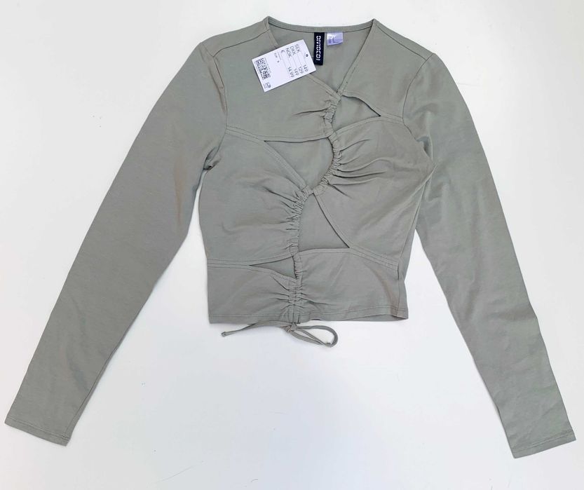 Top Bluzka H&M Nowa Zielona Khaki Wycięcia S 36