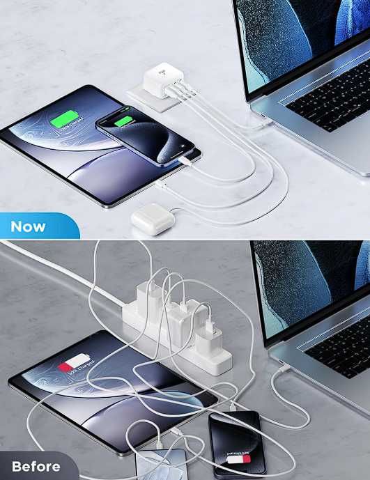 Ładowarka USB-C, szybka wtyczka USB-C, 40 W, 4-portowa