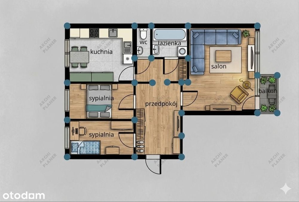 M4/Zduńska Wola/przestronne/58,5m²/3 pokoje/2piętr