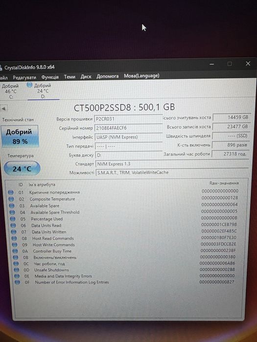 Crucial P2 500GB M. 2 2280 NVMe