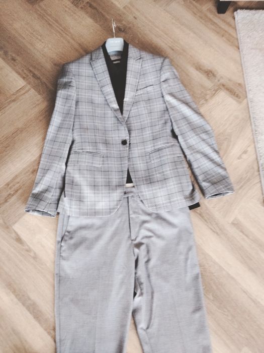 Garnitur dla chłopca ZARA roz. 40   szary kratka zakończenie roku,!