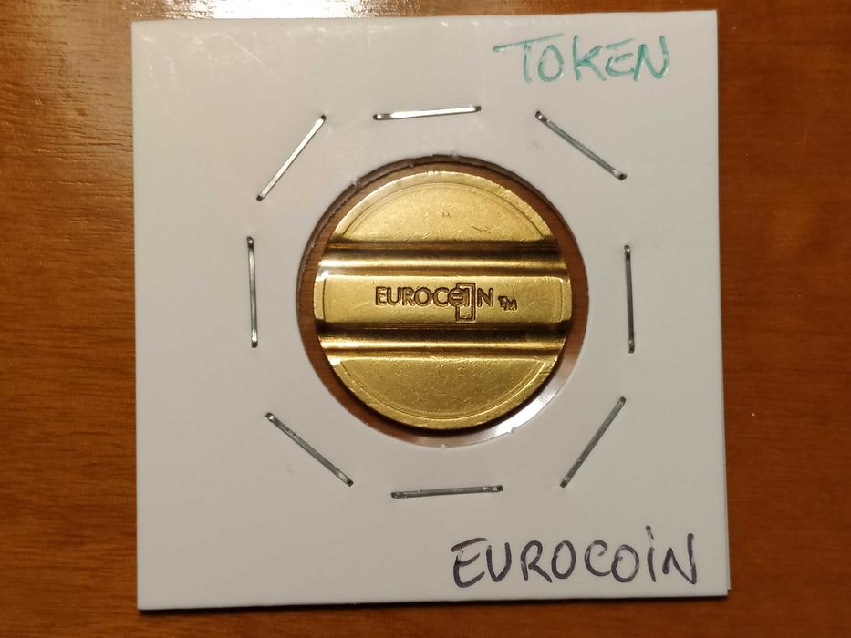 Ficha eurocoin (token/medalha) com duas ranhuras