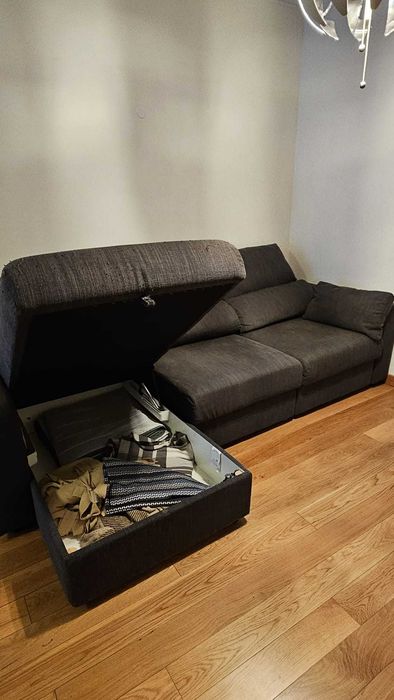 Sofá-cama de 3 lugares com chaise longue