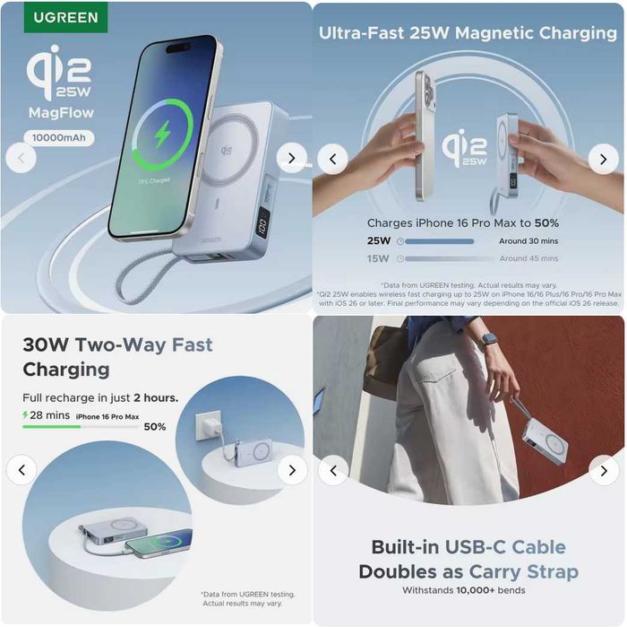 Powerbank UGREEN MagFlow PB773 PD30W 10000 mAh MagSafe Qi 2.2 25W