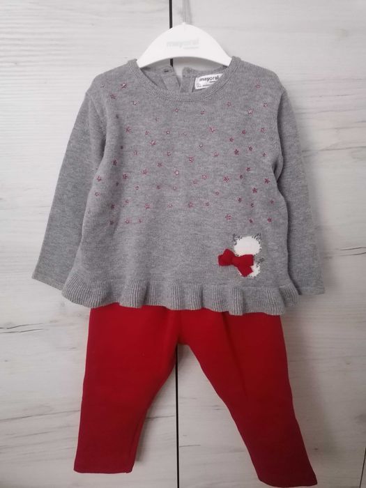 Komplet Mayoral sweterek + spodnie dla dziewczynki rozmiar 80