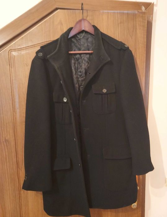 Płaszcz męski PAWO czarny, 100% wełna