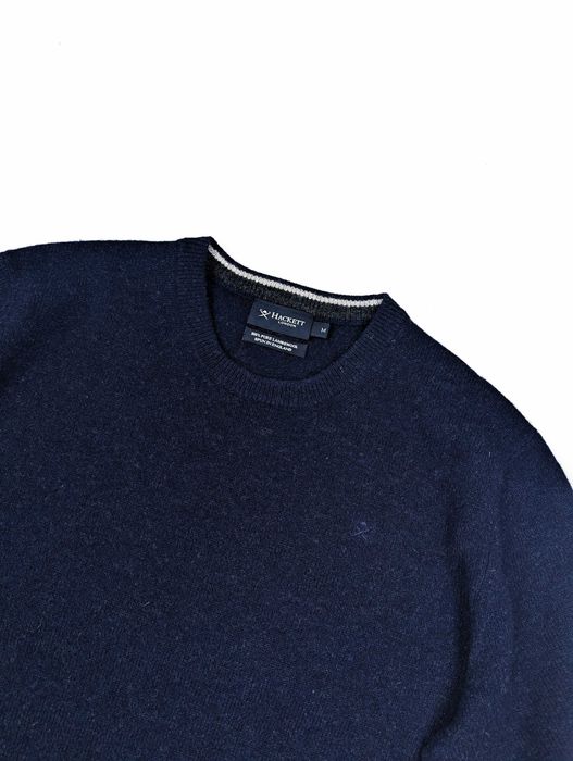Hackett granatowy sweter 100% wełna jagnięca M