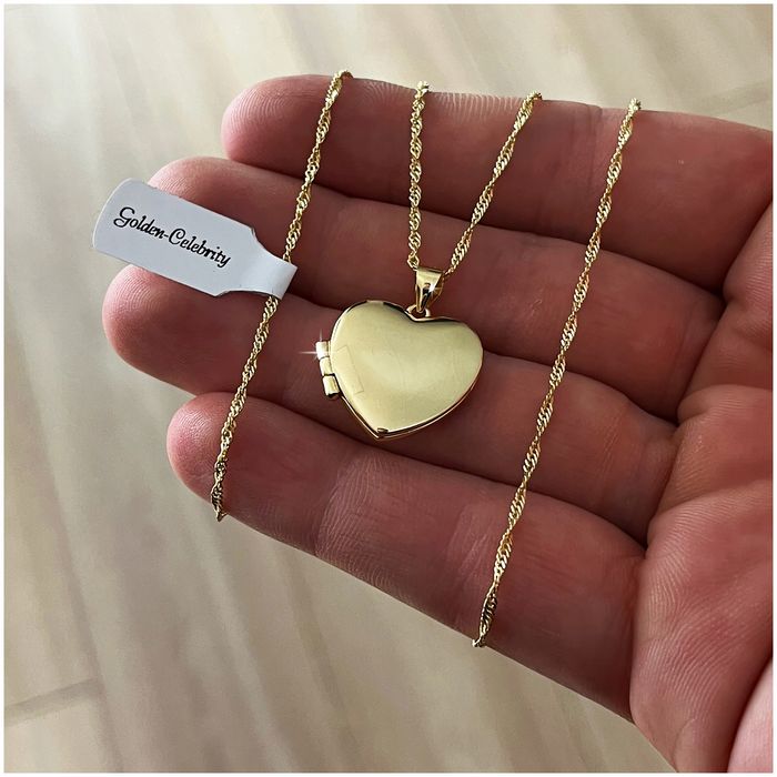 Złoty Naszyjnik Serce Otwierane Sekretnik Puzderko Duża Zawieszka + Gr