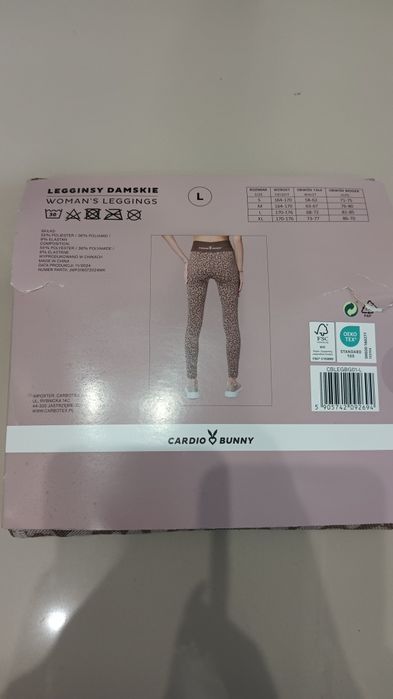 Nowe spodnie sportowe legginsy Cardio Bunny L brązowe panterka