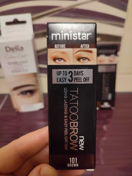 Farba żel do brwi efekt tatuażu + szablony do brwi