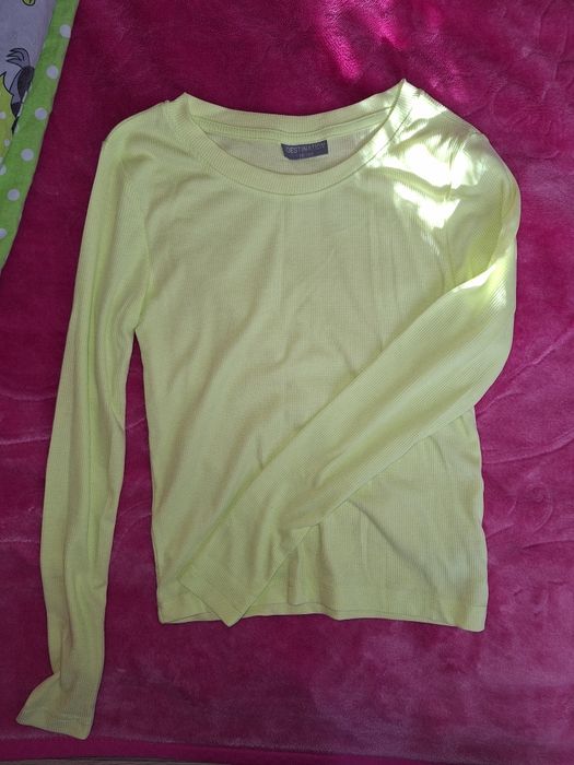 Neonowa prążkowana bluzka XS