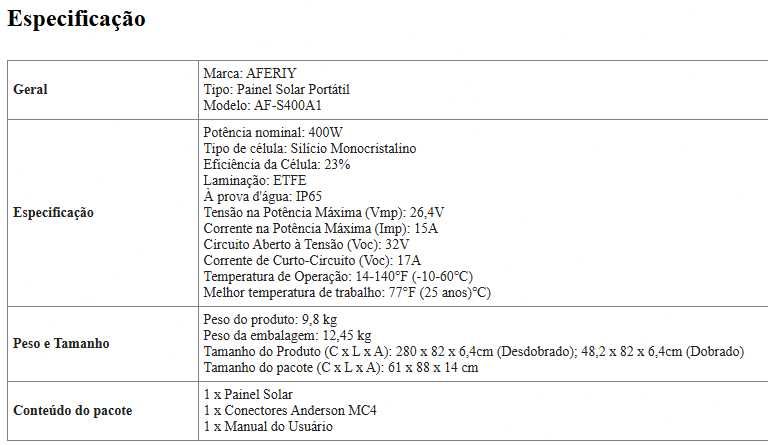 Painel Solar Dobrável 400W Monocristalino IP65