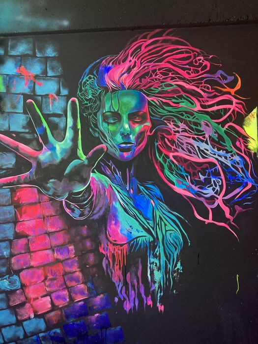 Murale, malarstwo ścienne, UV, fluo, tynki rzeźbione