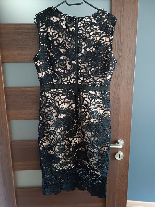 Sukienka gipiura koronka czarna beż S M