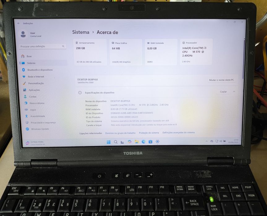 Notebook Toshiba Satellite Pro S500