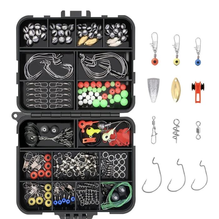 zestaw haczyków i akcesoriów wędkarskich 191 szt. Zestaw wędkarski