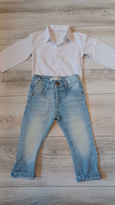 Elegancki Zestaw jeansy i koszulobody r. 80 cm , 5-10-15