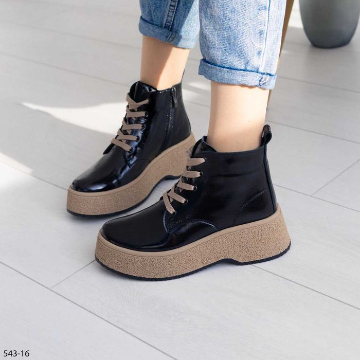 Ботинки женские натуральная кожа наплак весна. Демисезонные (36-40)