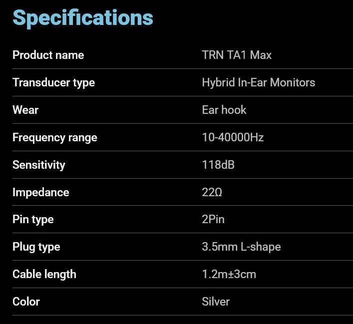 Słuchawki dokanałowe IEM - TRN TA-1 Max