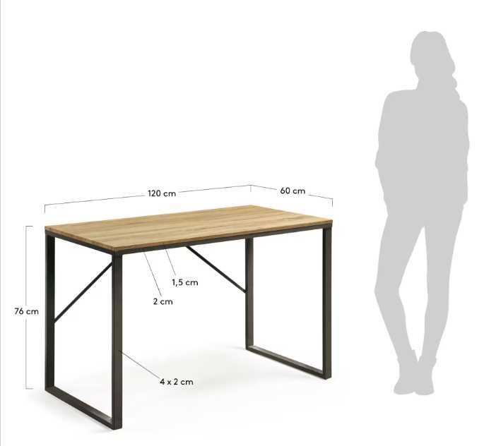 Secretária Talbot melamina 120 x 60 cm mais bandeja para teclado e mouse 52 x 25 cm