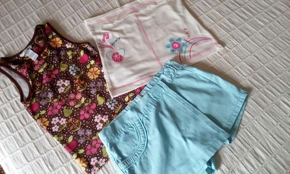 SUMMER Skort + Floral T-shirt + Top, Size 6 Years