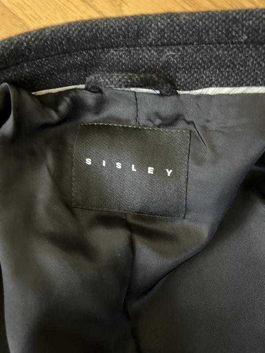 SISLEY M шерстяне пальто чоловіче осіннє чорне темно-сіре мужское