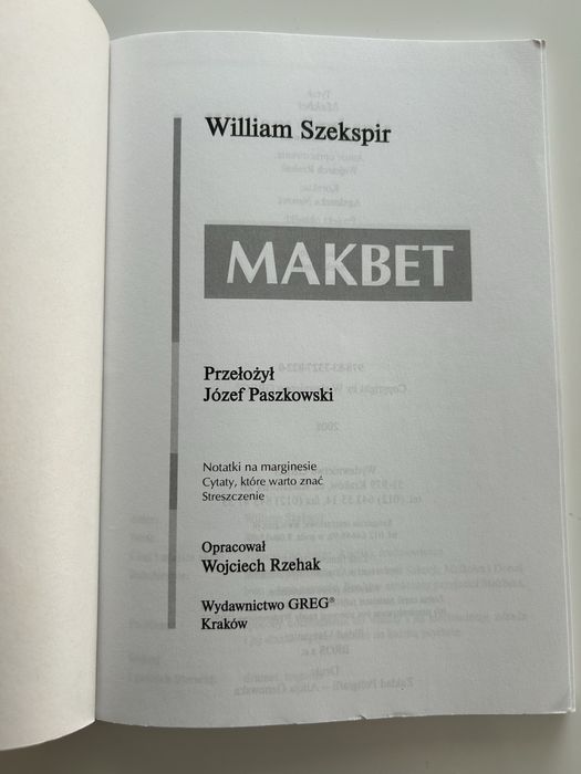 Makbet Lektura Książka nowa z opracowaniem