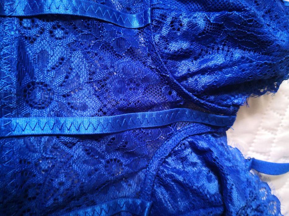 Piękny biustonosz pół gorset chabrowy XS 34 elastyczny gorsecik