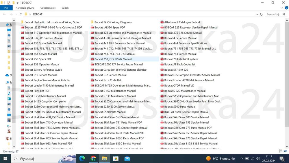 BOBCAT Paczka PDF Serwisówki Schematy Instrukcje Napraw