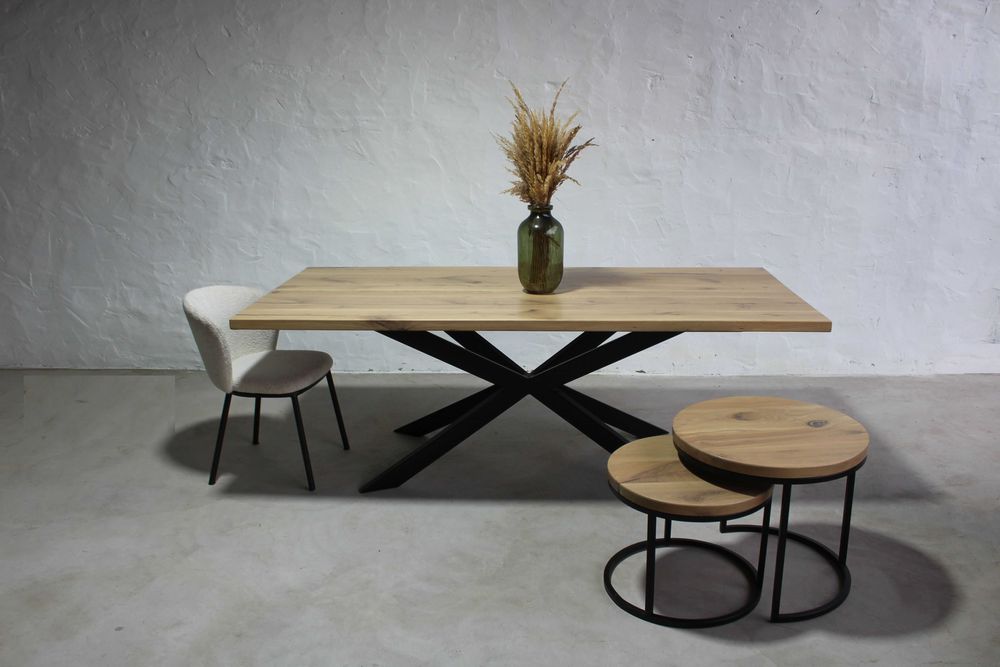 Stół rozkładany pod wymiar dębowy Metalowy stelaż X producent