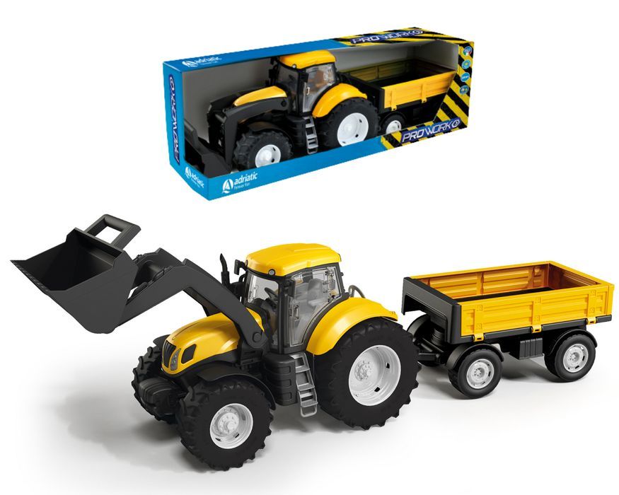 Traktor z Łyżką i Przyczepą w Pudełku