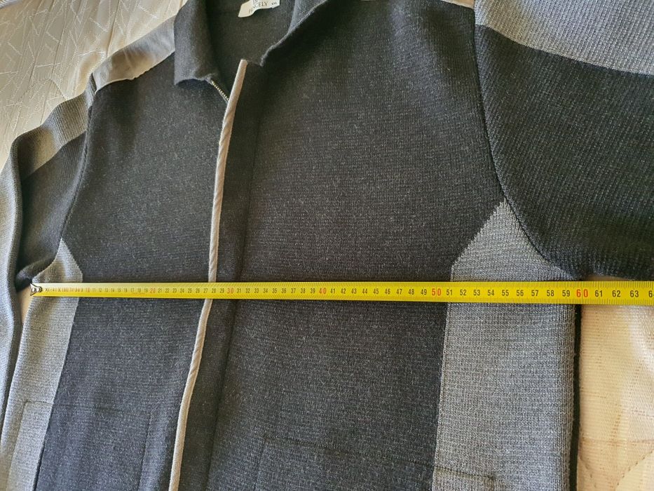 Stylowy męski kardigan z wełną na zamek z kołnierzykiem XXL