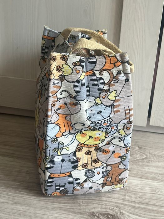 Praktyczna torba materiałowa z motywem kotów